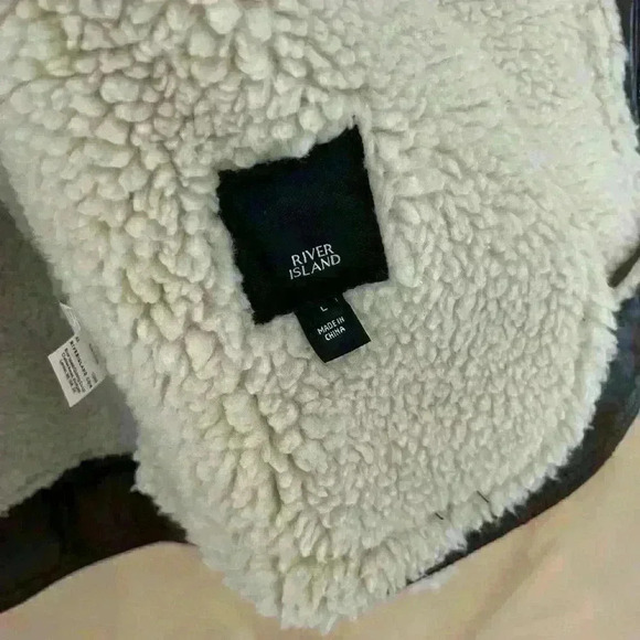 Crackled Faux Shearling Aviator Jacket  size XL - Picture 11 of 13